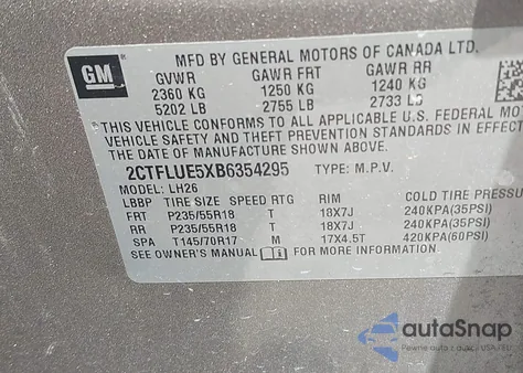 2011 GMC Terrain Slt-1 from USA, damaged, VIN 2CTFLUE5XB6354295